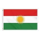 Große 90×150 CM Kurdistan Flagge,großes 150D Kurdish Freundschafts banner, Deutschlandfahne Doube-Seitendruck Dekor Messingösen large kurdistan
