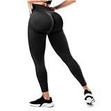 SINOPHANT Sport Leggings Damen High Waist, Scrunch Butt Push Up Leggings Nahtlos Elastisch Yoga Hosen Black S