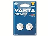 VARTA Batterien Knopfzelle CR2450, 2 Stück, Power on Demand, Lithium Coin, 3V, kindersichere Verpackung, für elektronische Kleingeräte - Autoschlüssel, Fernbedienungen, Waagen