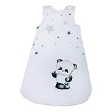 Herding Baby Best Baby-Schlafsack, Panda Motiv, 70 cm, Seitlich umlaufender Reißverschluss und Druckknöpfe, Weiß