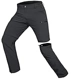 Hiauspor Wanderhose-Herren-Zip-Off-Outdoorhose-Sommer-Leicht-Trekkinghose-Atmungsaktiv-Schnell-Trockend-Funktionshose-Softshellhose-mit-5-Tiefe-Taschen (L, Dunkelgrau)