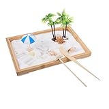 Kisangel Miniatur Ozeansandspiel mit Meeresfiguren Stressreduzierendes Sand Tray für Büro und Zuhause Mini Sandbox Garten Dekoration Meditatives Zen für Erwachsene