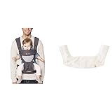 Ergobaby Babytrage 360 Cool Air Mesh Carbon Grey, 4in1 Babytragetasche Baby-Tragesystem Kindertrage bis 20 kg & Schultergurtschoner und Latz für 360 Babytragen Ergobaby Teething Pad Natural