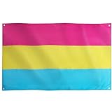 Runesol Pansexual Flagge, 91x152cm (3ft x 5ft), 4 Ösen, Omnisexualität Flagge, LGBT Flagge, LGBTQ+ Geschichtsmonat, Premium-Fahnen für drinnen und draußen, lebendige Farben
