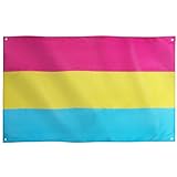 Runesol Pansexual Flagge, 91x152cm (3ft x 5ft), 4 Ösen, Omnisexualität Flagge, LGBT Flagge, LGBTQ+ Geschichtsmonat, Premium-Fahnen für drinnen und draußen, lebendige Farben