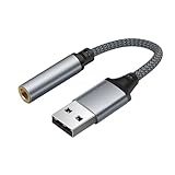 USB bis 3,5 mm Audioadapter, Kopfhörer-kompatibler Stereo-Sound-Konverterkabel | -Jack-Adapter für Laptop, PC-Tablet-kompatible USB-Soundkarte für hochwertige übertragung, Audioausgangsunter
