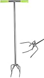 Gartenkralle mit 6 Zinken Unkrautkralle Boden Kultivator Erdkralle Bodenlockerer Grubber Gardenclaw Twist Tiller Vertikutierer Unkrautentferner Länge 97cm