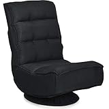 COSTWAY Bodenstuhl 360°drehbar, Bodensessel mit 5-Fach Verstellbarer Rückenlehne, Game Sessel gepolstert, Bodensofa Meditationsstuhl bis 150kg belastbar, Lazy Sofa (Schwarz)