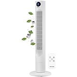 Echos Turmventilator | Ventilator sehr leise | Fernbedienung | Oszillierend | LED-Display | 3 Stufen | Tower Fan | Säulenventilator | Standventilator | Tower-Ventilator | Luftkühler | 12h Timer