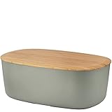 RIG-TIG Brotkasten BOX-IT - Aufbewahrungsbox für Brot, Brötchen, Kekse, Gebäck, Schneidebrett als Deckel - Skandinavisches Design, Küchenzubehör - warm grau