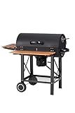 Tarrington House Louisiana Holzkohle-grillwagen mit Rollen und Aschefänger, Abklappbare Beistelltische, hitzebeständiger Griff, schwarz