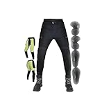 Motorrad-Jeanshose 4 CE-gepanzerte/Aramid-Innenausstattung for Abenteuer, Radfahren Und Motorradfahren(Black,3XL)