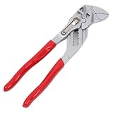 Zangenschlüssel, 7-Zoll-2-in-1-Zange mit glatten Backen, verstellbarer Schraubenschlüssel aus Chrom-Vanadium-Stahl, geeignet für Reparaturen zu Hause, Schrauben, Muttern, Rot