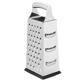 AmazonCommercial Stainless Steel Heavy-Duty Cheese Grater, 4-Sided Box Grater with Non-Slip Base, 9 Inch