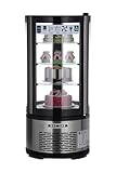 METRO Professional Kuchen-Vitrine GRV1100, Gastro, Edelstahl/Glas, 100 L, Umluftkühlung, 490W, Temperaturanzeige, automatisches Abtauen, rund, silber, Klimaklasse 6