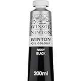 Winsor & Newton 1437331 Winton, feine hochwertige Ölfarbe - 200ml Tube mit gleichmäßiger Konsistenz, Lichtbeständig, hohe Deckkraft, Reich an Farbpigmenten - Elfenbeinschwarz