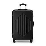 LEADZM Handgepäck-Koffer aus ABS, Reisekoffer, Leichter Kabinenkoffer mit 360° Spinner-Rollen, Zahlenschloss & verstärkten Ecken, Flugzeugtauglich (Schwarz, M, 55CM)