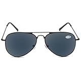 ABETOS Sonnenlesebrille Getönt Herren Damen Lesebrille mit Sonnenschutz Pilotenbrille Anti Blaulicht Metall Pilot Form Sonnenbrille mit Lesehilfe+1.0