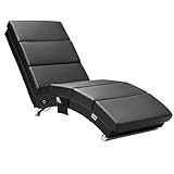 Casaria® Relaxliege Massage Heizfunktion 186x89x55cm Ergonomisch Kunstleder Gepolstert 180 kg Belastbarkeit Wohnzimmer Chaiselongue Relaxsessel Schwarz