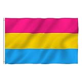 Buding Pansexual Pride Flag, Lebendige Farbe Und UV-beständig, Canvas Header Und Doppelt Genäht, Omnisexuelle LGBT Flags Polyester Mit Messingösen 150x90cm