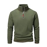 Herren-Fleecejacke mit Stehkragen, warmer Pullover, Jugendliche, schlicht, Größe L, grün, XL