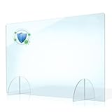 PLEXMANN Acrylglas Spuckschutz, Trennwand 4mm Acrylglas Schutzwand OHNE Durchreiche Transparent Thekenaufsatz - Acrylglasscheibe Trennwände 90x70 cm (BxH)