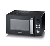 SEVERIN Solo Mikrowelle, Mikrowellengerät zum Auftauen, Garen und Erhitzen, Mikrowelle mit Drehteller für gleichmäßige Wärmeverteilung, schwarz / Edelstahl, MW 7756