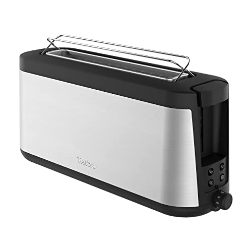 Tefal Element Langschlitz-Toaster TL4308 | 7 Bräunungsstufen | 1000 Watt | Integrierter Brötchenaufsatz | Elegantes Design | Schwarz/ Edelstahl
