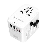 Hortiterra Travel Adapter Reiseadapter Weltweit USB C PD Fast Charge, 45W Schnelles Aufladen Reisestecker Adapter mit 2 USB A und 2 USB C, Universal für EU USA UK Thailand Australien