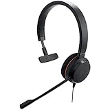 Jabra Evolve 20 Mono Headset – Microsoft Certified Headphones for VoIP Softphone with Passive Noise Cancellation – USB-Cable with Controller – Black