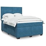 Sufrk Boxspringbett mit Matratze Blau 140x190 cm Bett Boxspringbett Bett Mit Matratze Polsterbett Schlafzimmer MöBel Samt