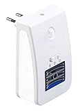newgen medicals Luftreiniger Steckdose: 2in1-Ionisator-Luftreiniger & Nachtlicht, PIR- & Lichtsensor, bis 20m² (Ozongenerator Steckdose, Luft-Ionisator, Bewegungsmelder)