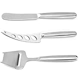 aiface 3 Stück Käsemesser Set, Käseschneider, 420 Edelstahl Käsehobel, Käse Werkzeuge, Professionelle Gorgonzola Messer für Hartkäse, Weichkäse und Butter