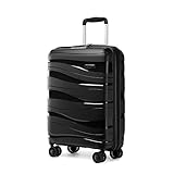 KONO Trolley Koffer Mittelgroß Leicht Hartschalenkoffer Reisekoffer mit 4 Rollen und TSA Schloss, 65x46x26.5cm, 70Liter, Zwillingsrollen Polypropylen Rollkoffer (Schwarz, L)