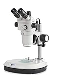 Stereo-Zoom Mikroskop [Kern OZP 558] Das Hochwertige für flexible und professionelle Anwender, Tubus: Trinokular, Okular: HSWF 10x Ø23 mm, Sehfeld: Ø38,3-4,2 mm, Objektiv: 0,6x - 5,5x, Ständer: S