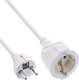 InLine Schutzkontakt-Verlängerungskabel CEE 7/7 für Innenbereich, GS-Zertifiziert mit Kinderschutz, 230V, H05VV-F3G1,5, 1m, weiß, 16400W