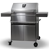 Schickling Premio XL III Allrounder Plus - Holzkohlegrill Grillwagen aus Edelstahl mit doppelwandigen Grilldeckel & Unterschrank - Made in Germany: 5-Fach verstellbar, Grillfläche: 71x43cm