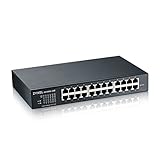 Zyxel 24-Port Gigabit Switch | Smart managed | Desktop/Rackmontage und lüfterloses Design | VLAN, IGMP, QoS | Lebenslange Garantie [GS1900-24E]