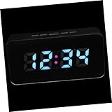 Garneck 4 Sätze LED Uhr Mit Farbwechsel Spiegeluhr Wecker Digitaluhr Spiegel LED Uhr Für Schlafzimmer Multifunktionale Elektrische Uhr Digitaler Wecker Uhren Kunststoff Schwarz