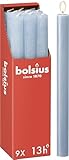 Bolsius - Rustik Stabkerzen - Hellblau - 9 Stück - 27 x 2.3 cm - Länge Brenndauer 13 Stunden - Unparfümierte - Enthält Natürliches Pflanzenwachs - Ohne Palmöl