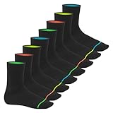 Footstar Herren & Damen Baumwollsocken (8 Paar) Socken im Neon Look - Schwarz 43-46