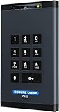 SecureData SecureDrive DUO 500 GB verschlüsselte externe Festplatte SSD FIPS 140-2 Level 3 Entsperren über Tastatur oder Handy, TAA-konform, CJIS, HIPAA, CMMC, DSGVO-konform, externer