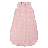 MAKIAN Sommerschlafsack Mull, ärmellos - Leichter Baby Schlafsack ohne Ärmel für Sommer und Frühling, 100% Baumwolle, ÖkoTex Standard 100 - Rosa - 70 cm