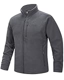 33,000ft Herren Fleecejacke Stehkragen Warm Jacke Männer Leichte Strickjacke Übergangsjacke Outdoor Sweatjacke für Wandern Laufen Freizeit Heidegrau L