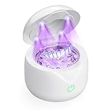 MICTUL Ultraschallreinigungsgerät 45000Hz UV Ultraschallreiniger, 200ML Tragbar Ultrasonic Cleaner Dental Pod für Zahnersatz, Retainer, Aligner, Zahnschiene, Prothesen, Schmuck (Weiß)