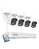 ZOSI 4MP WLAN Überwachungskamera Set Aussen, 8CH 1TB NVR mit 4X WiFi Kamera Outdoor Set, Personen- und Fahrzeugerkennung, 2-Wege Audio, Farbnachtsicht