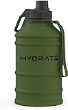HYDRATE Edelstahl Trinkflasche - 2,2 Liter - BPA-freie Sport Wasserflasche - MetallWasserflasche praktischer Nylon-Trageriemen und auslaufsicherer Schraubverschluss, Gym