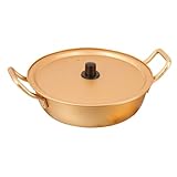 SOLUSTRE Gelb Aluminium Nudeltopf mit Deckel Doppelgriff Schnell Erhitzender Suppentopf Vielseitig für Ramen Hot Pot und Suppe Leicht zu Reinigen Praktischer Kochtopf