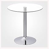 Moderner runder Esstisch mit Glasplatte, 80 cm, Chromsockel, transparent, 2- und 4-Sitzer, Frühstückstisch, Bistrotisch, Küche, Esstisch, Podest-Design, stilvoll und funktional, ideal für kleine Räume