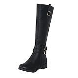 Stiefeletten Damen Mit Blockabsatz Langschaf Stiefel Elegant Warm Winterboots Cowboystiefel Wasserdicht rutschfeste Schneestiefel Damenstiefel Frauen Kniehohe Westernstiefel